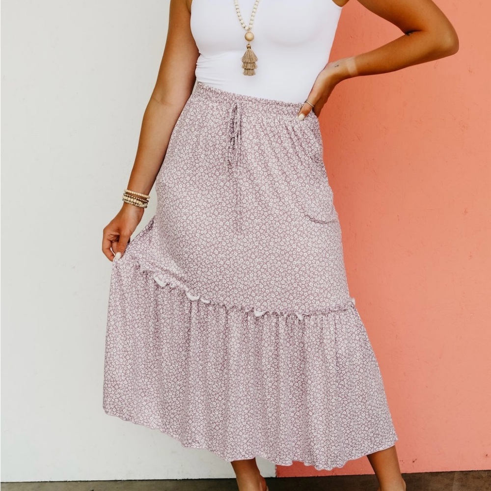 Floral Maxi Skirt with Tie Waist NWOT